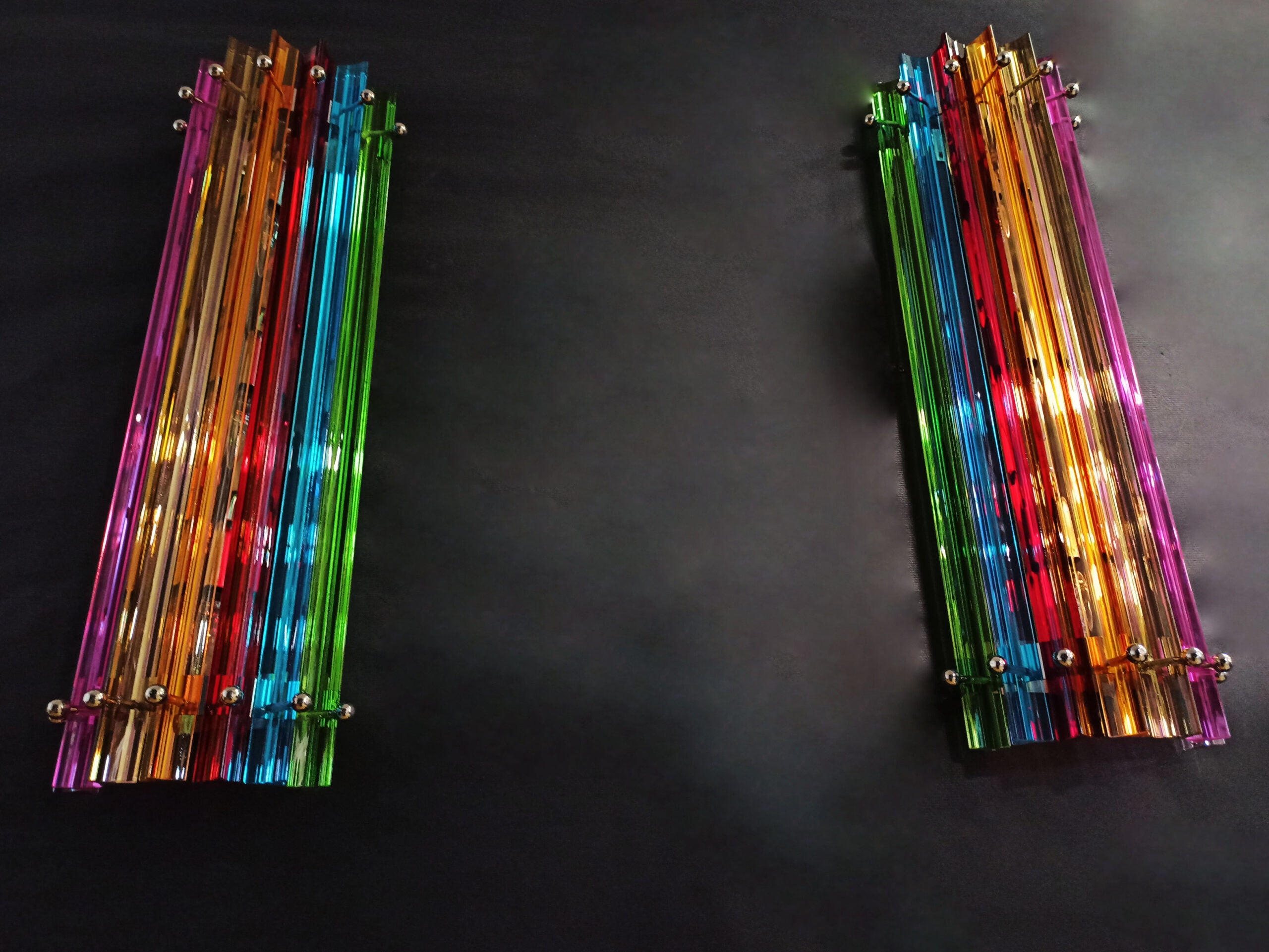 Murano Vegglampe | 7 Multifarge Prismeglass | 2 stk