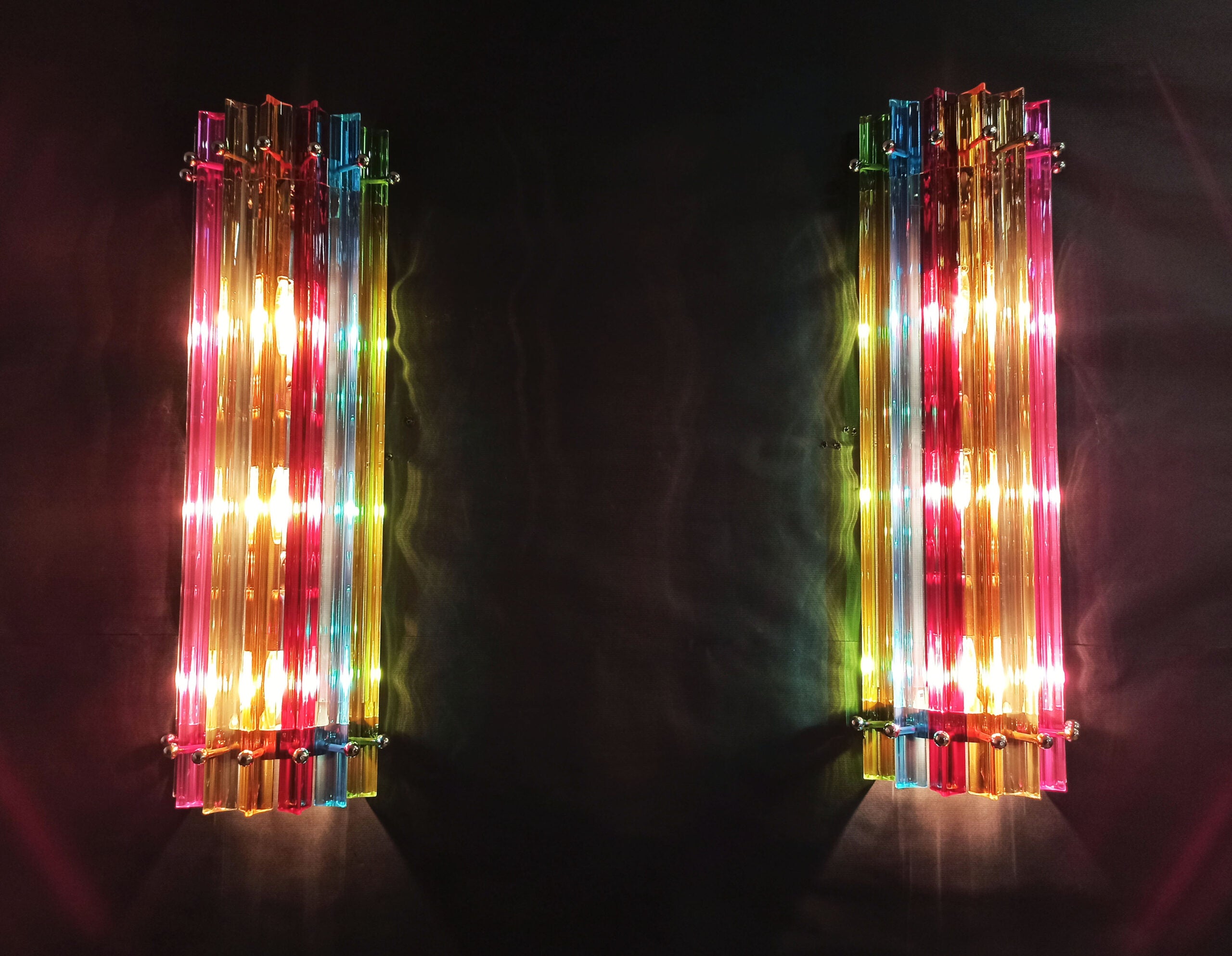 Murano Vegglampe | 7 Multifarge Prismeglass | 2 stk