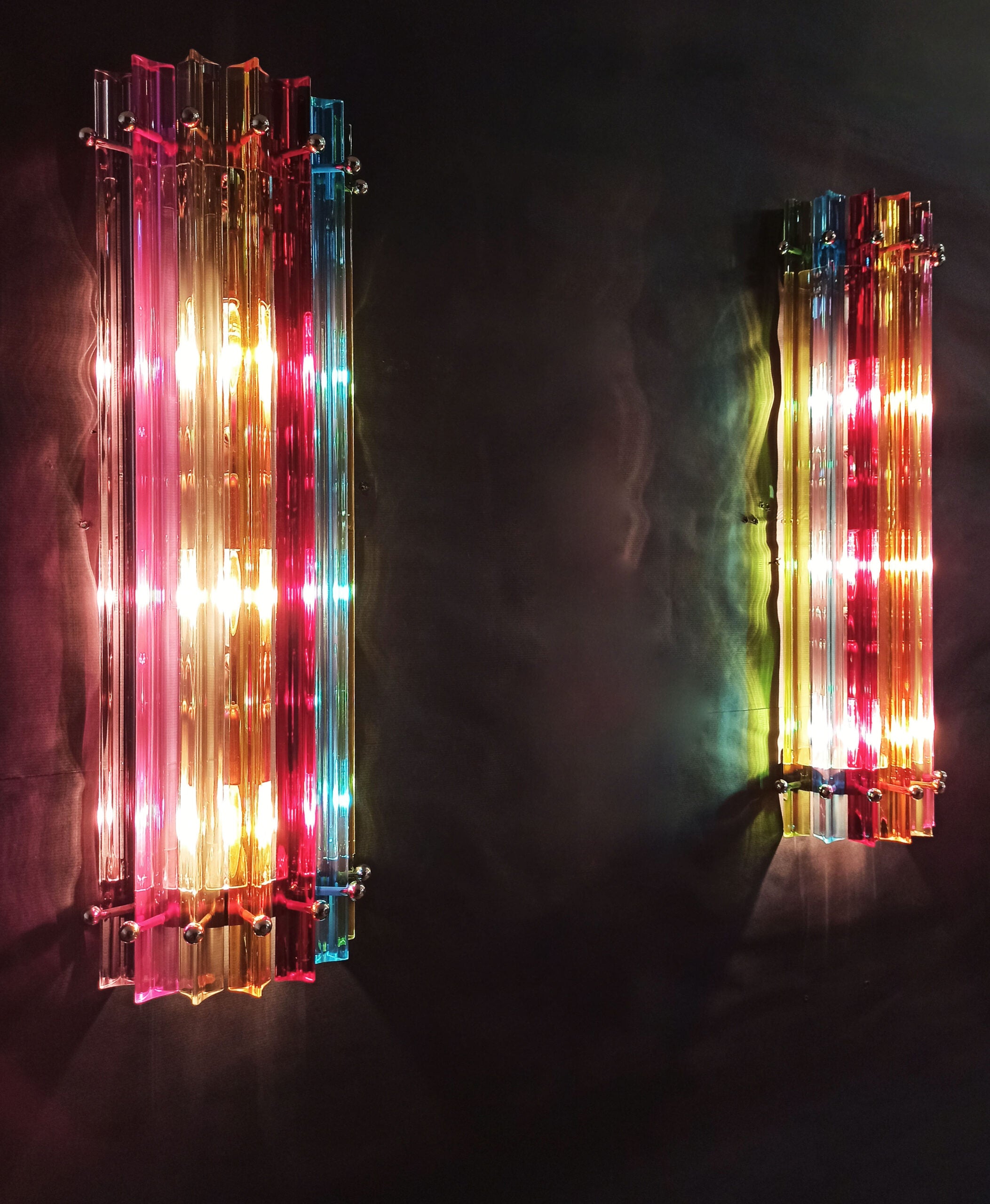 Murano Vegglampe | 7 Multifarge Prismeglass | 2 stk