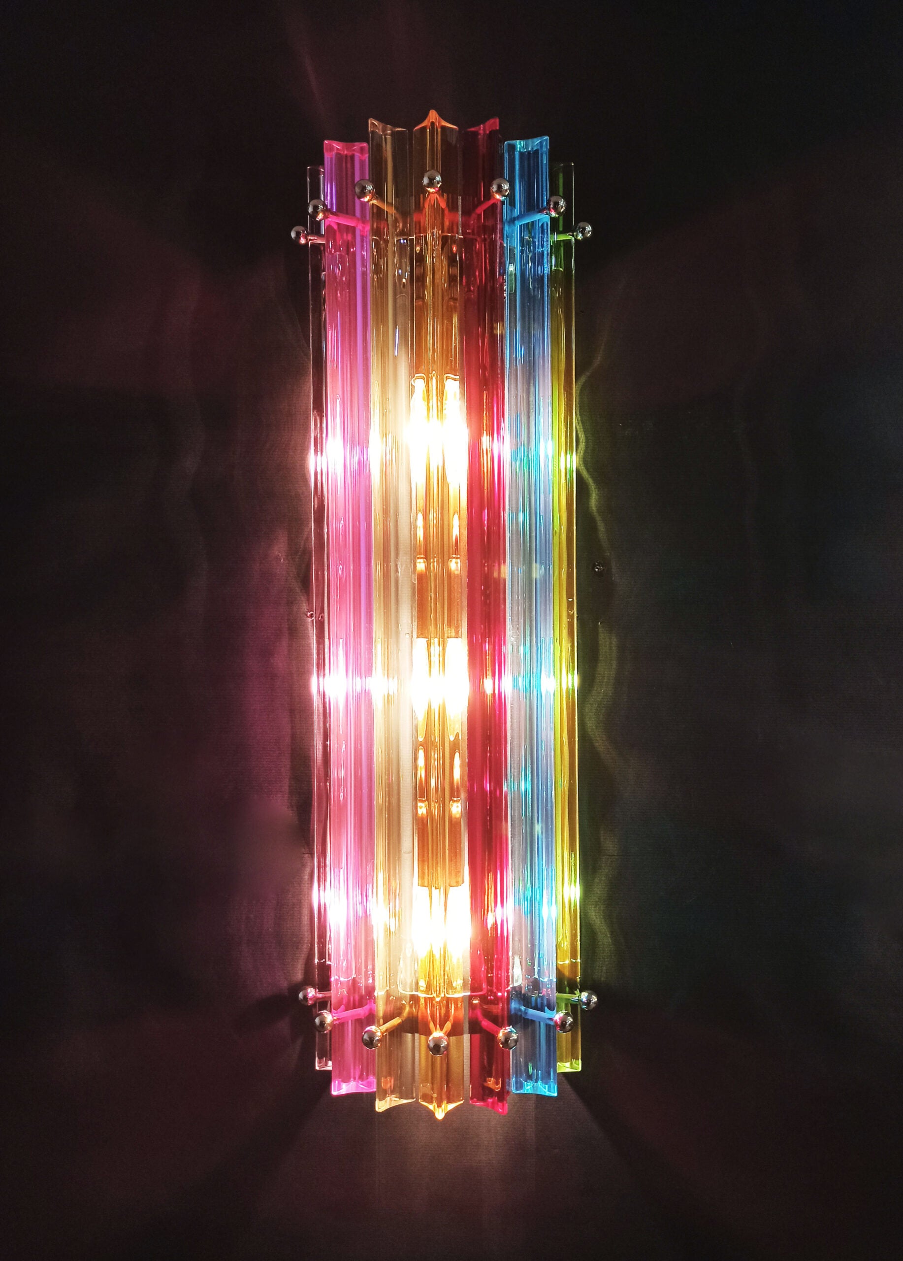 Murano Vegglampe | 7 Multifarge Prismeglass | 2 stk