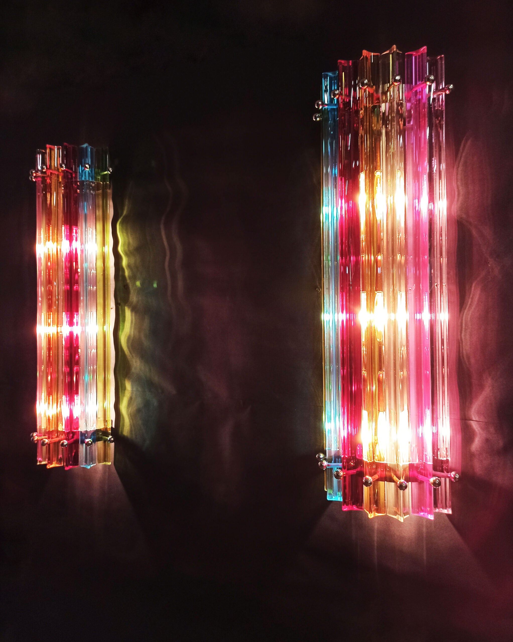 Murano Vegglampe | 7 Multifarge Prismeglass | 2 stk