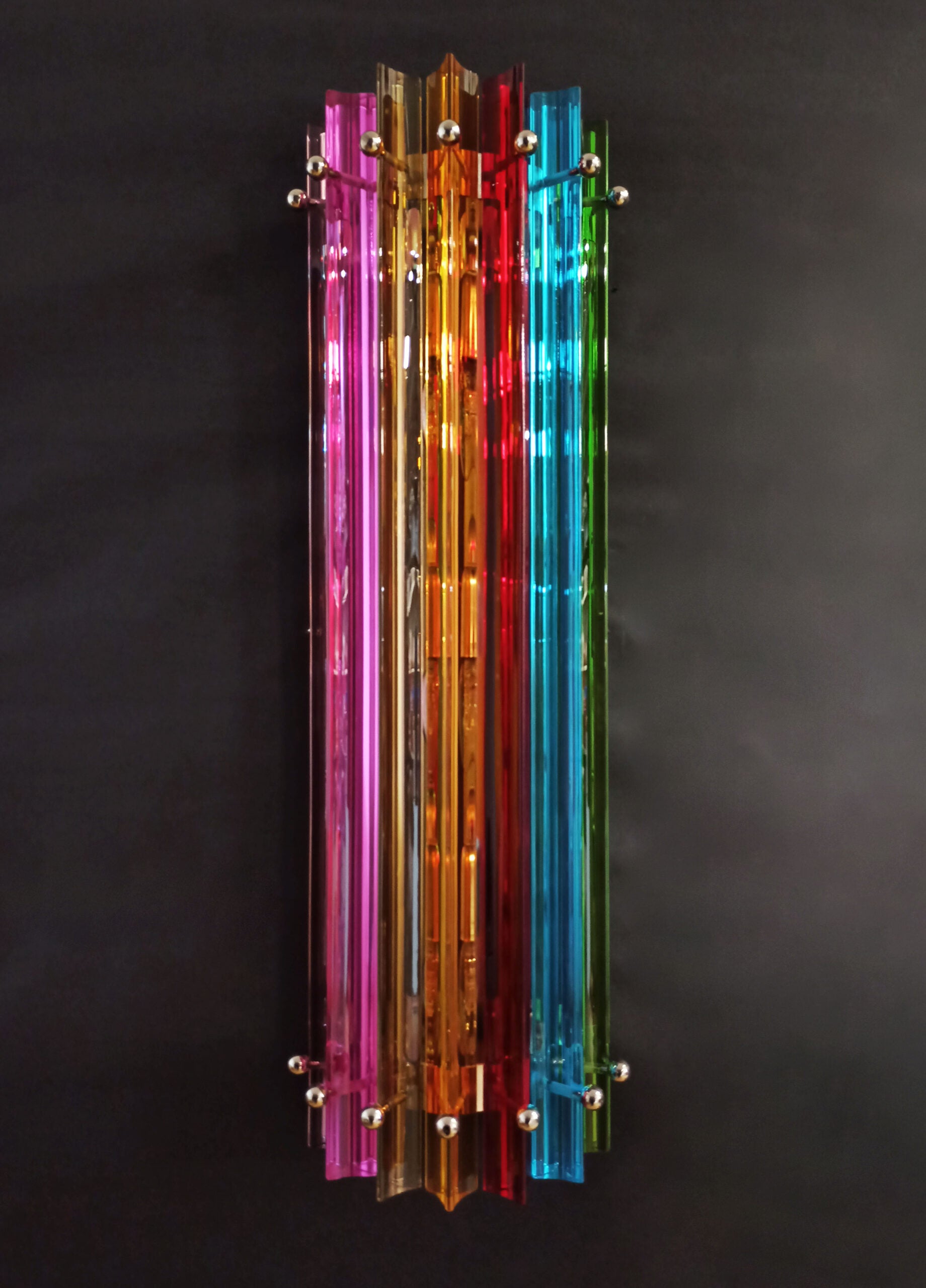 Murano Vegglampe | 7 Multifarge Prismeglass | 2 stk