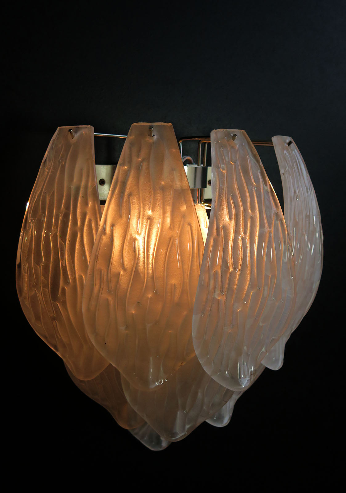 Murano Vegglampe | 10 Klare Konglebladglass | 1 par
