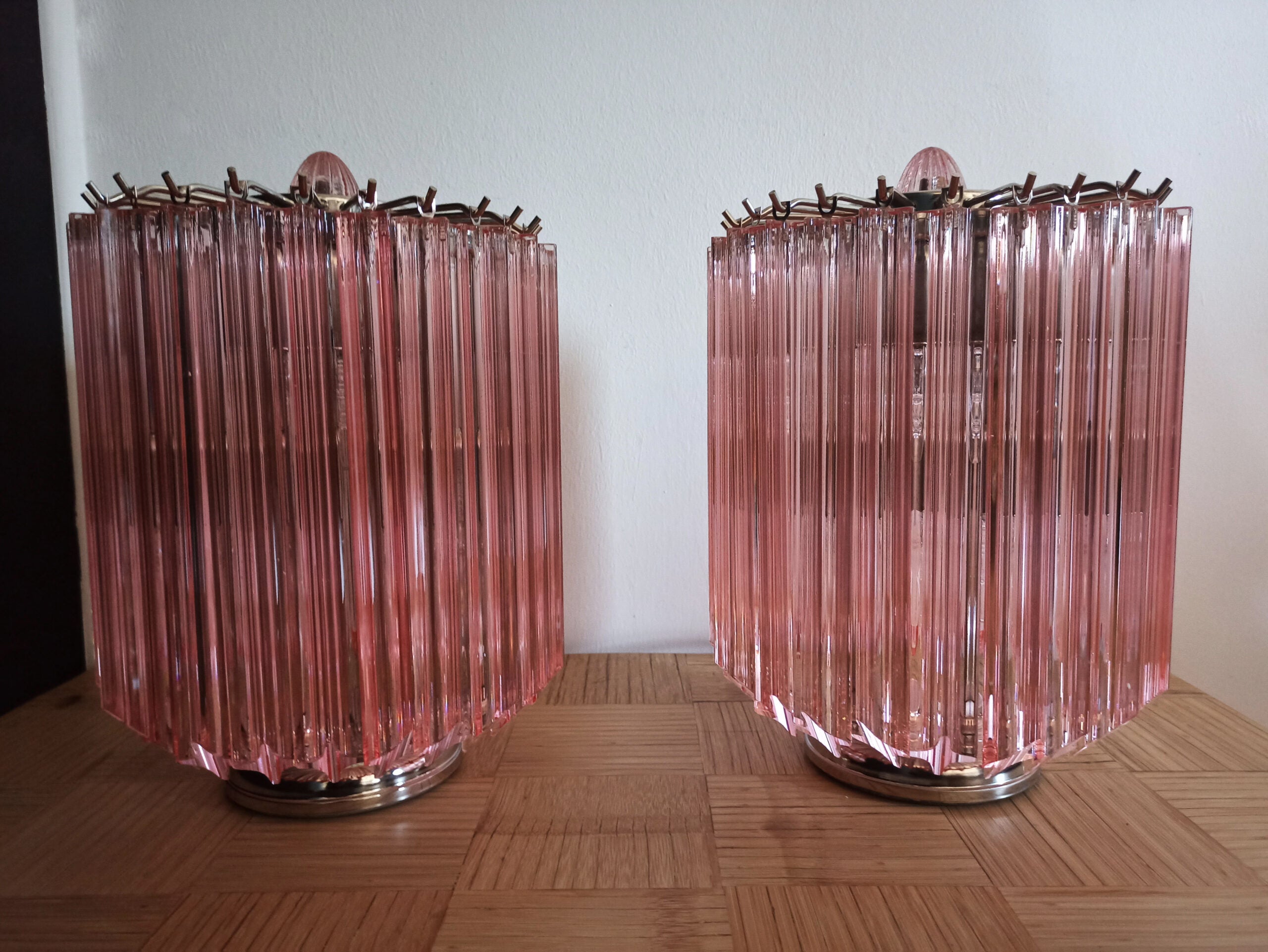 Murano Bordlampe – 24 Rosa Prismeglass – 2 stk – detalj 7 – Murano Classics