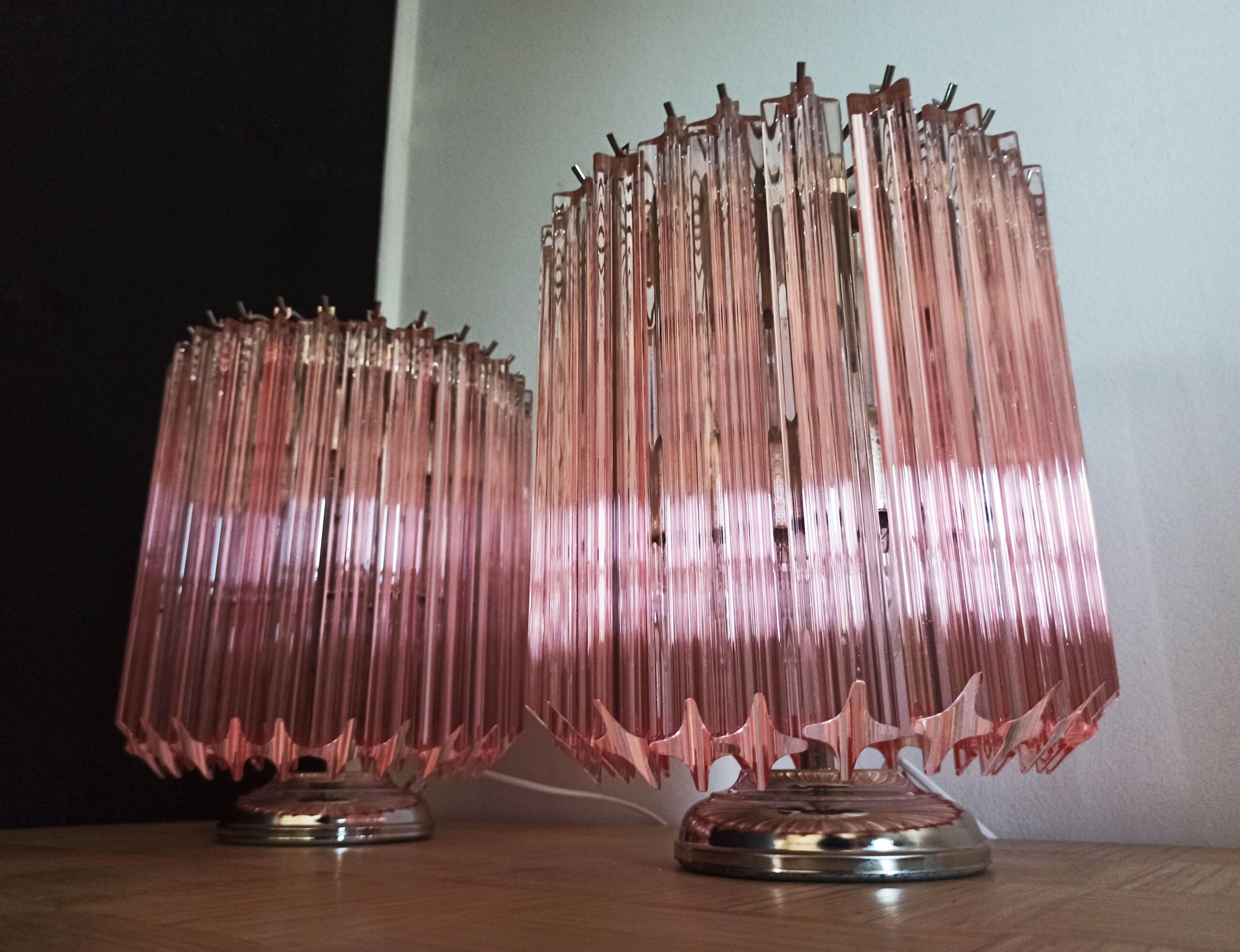 Murano Bordlampe – 24 Rosa Prismeglass – 2 stk – detalj 9 – Murano Classics