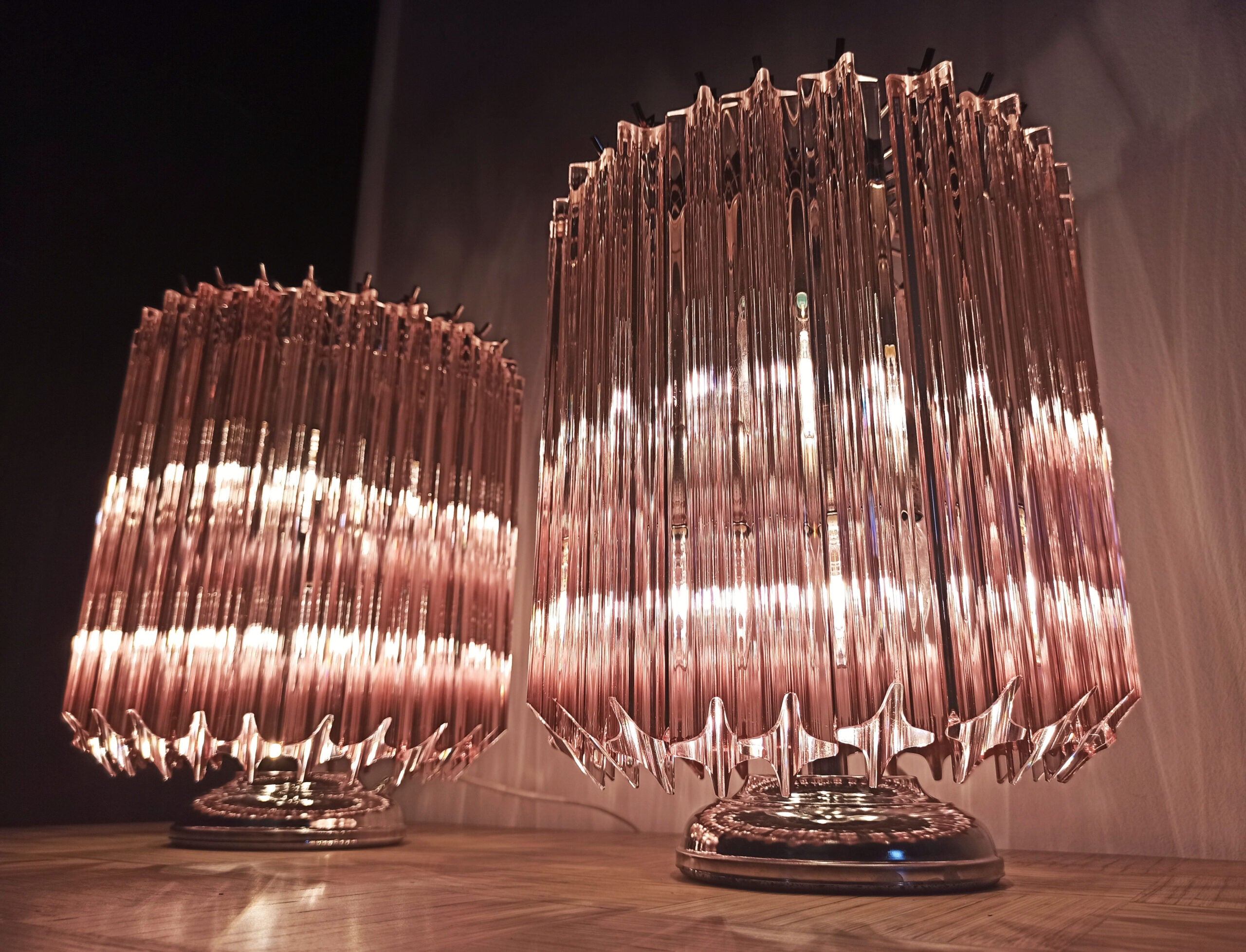 Murano Bordlampe – 24 Rosa Prismeglass – 2 stk – detalj 11 – Murano Classics