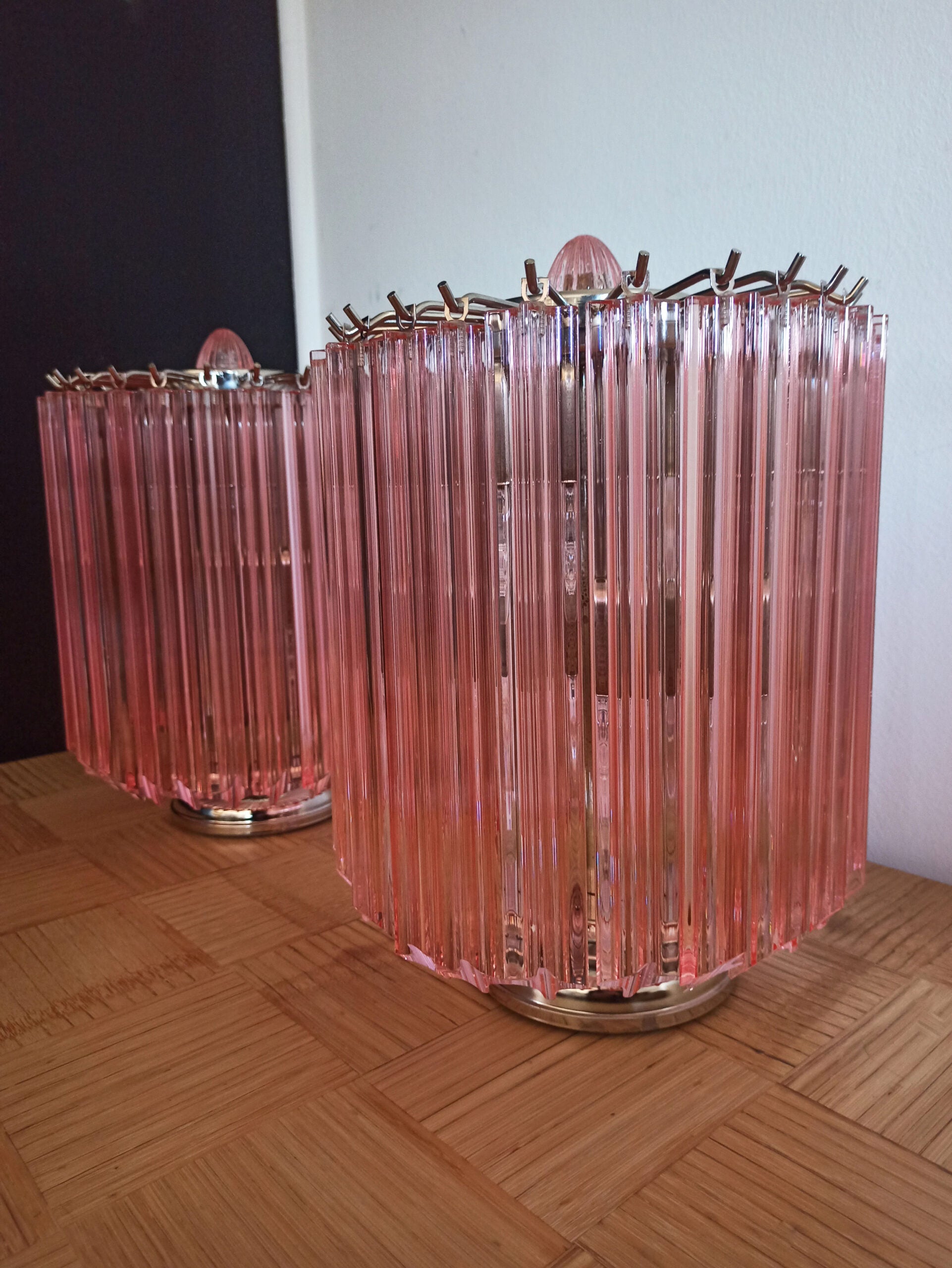 Murano Bordlampe – 24 Rosa Prismeglass – 2 stk – detalj 4 – Murano Classics