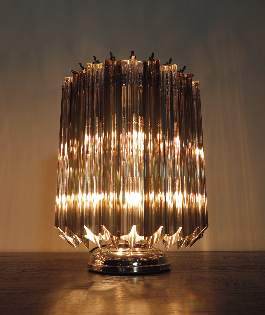 Murano Bordlampe | 24 Klare Røyk Prismeglass