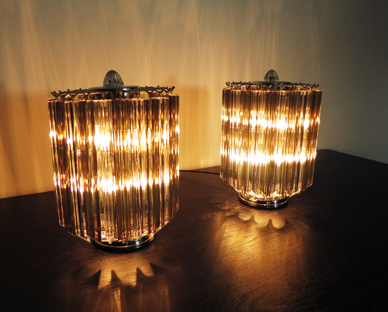 Murano Bordlampe – 24 Klare Røyk Prismeglass – 2 stk – detalj 4 – Murano Classics