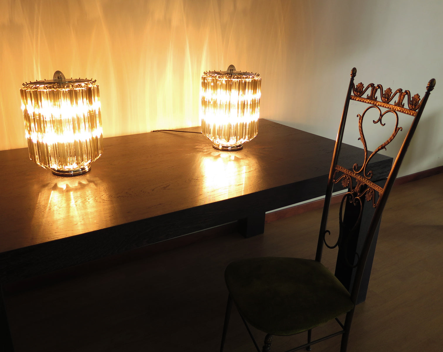 Murano Bordlampe – 24 Klare Røyk Prismeglass – 2 stk – detalj 5 – Murano Classics