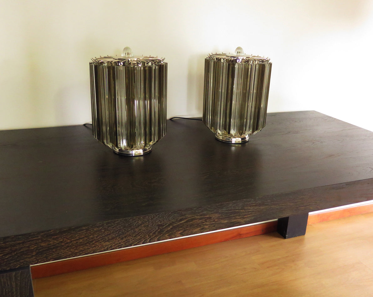 Murano Bordlampe | 24 Klare Røyk Prismeglass