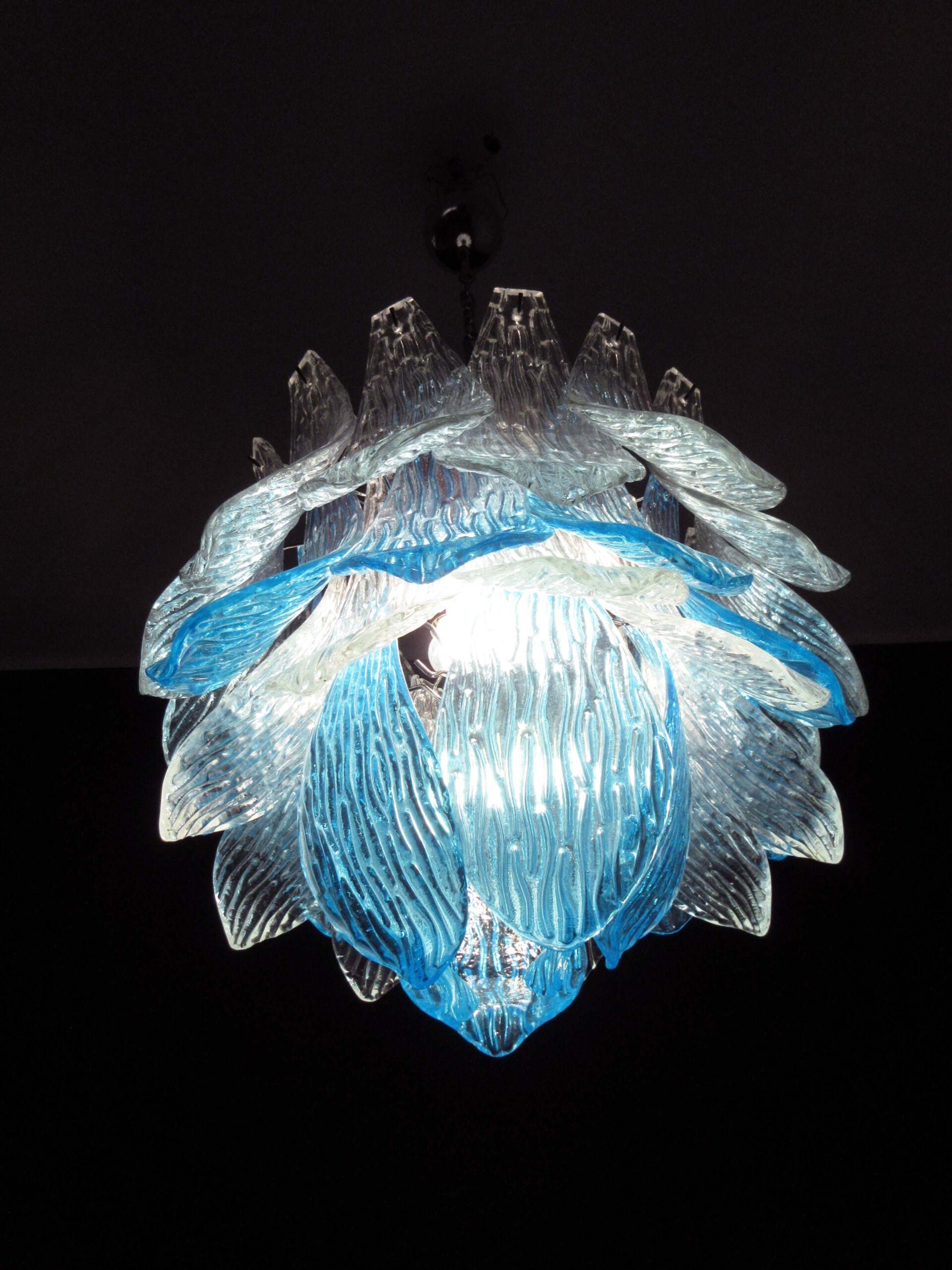 Murano Lysekrone | 38 Blå Crostoliglass