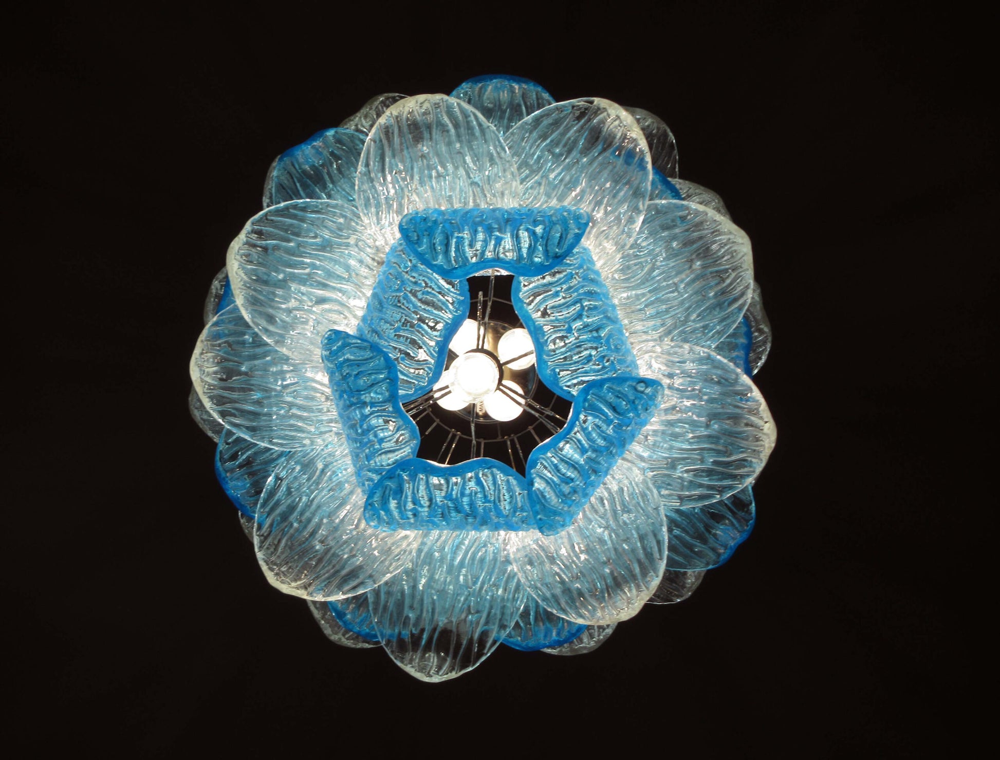 Murano Lysekrone | 38 Blå Crostoliglass