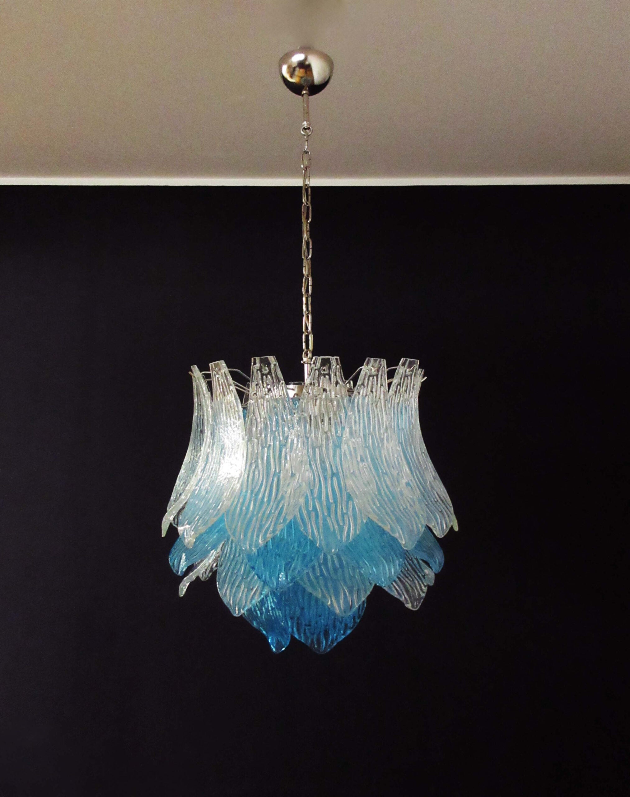 Murano Lysekrone – 38 Blå Crostoliglass – detalj 2 – Murano Classics