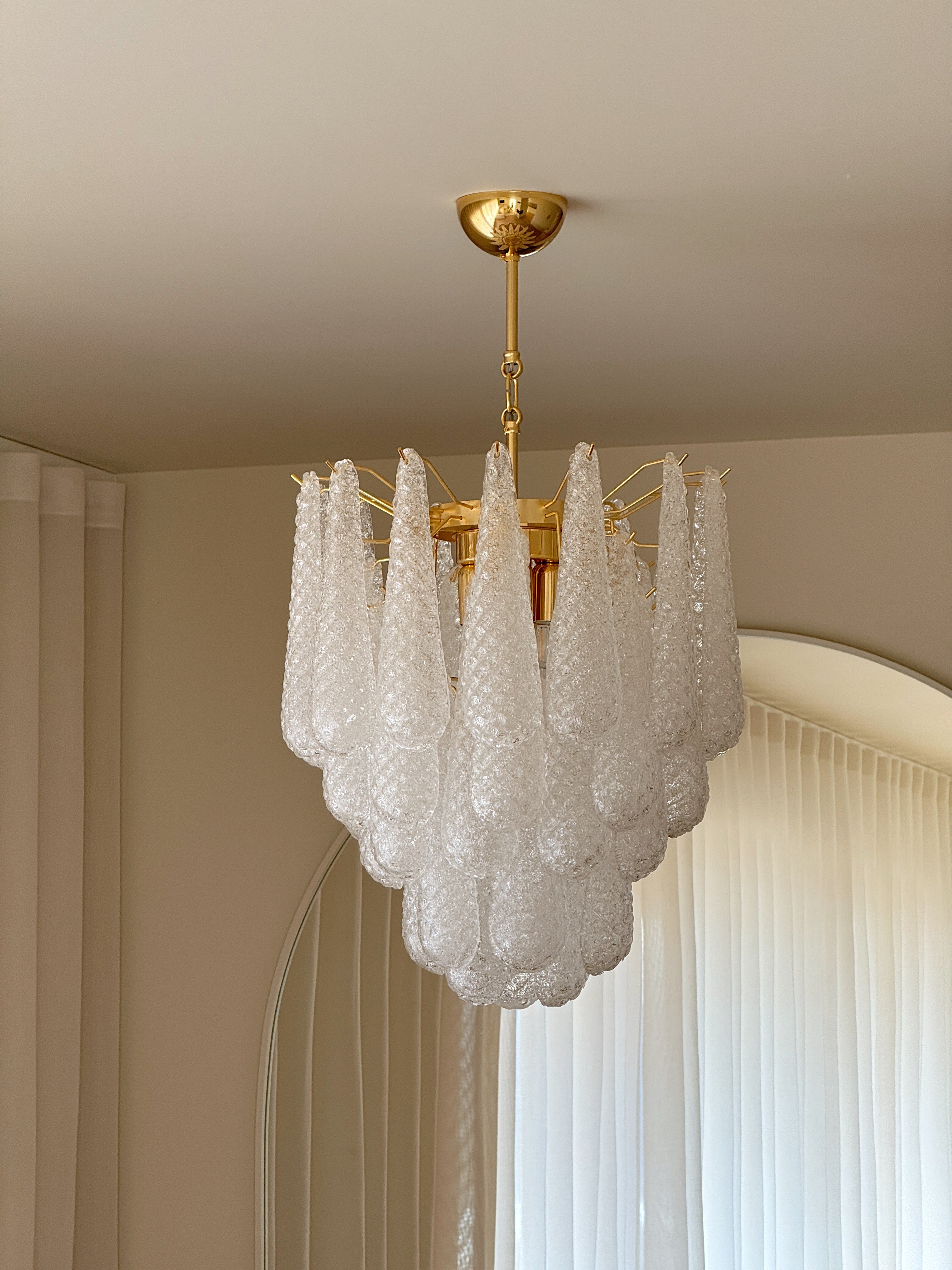 Murano Lysekrone – 41 Klare Dråpeglass – detalj 5 – Murano Classics