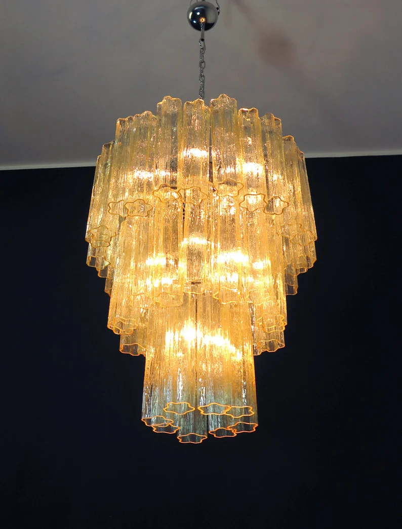 Murano Lysekrone – 48 Gule Glassrør – Murano Classics