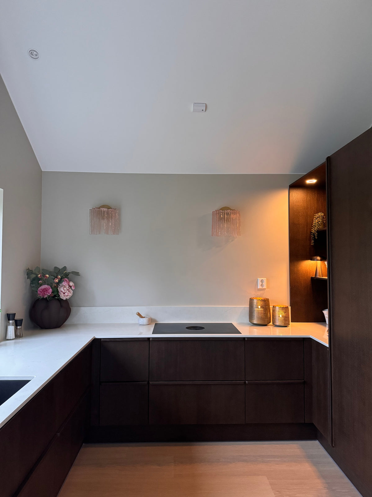 Murano Vegglampe | 5 Rosa Glassrør | 2 stk