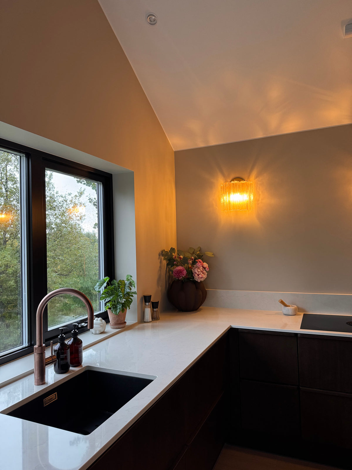 Murano Vegglampe | 5 Rosa Glassrør | 2 stk